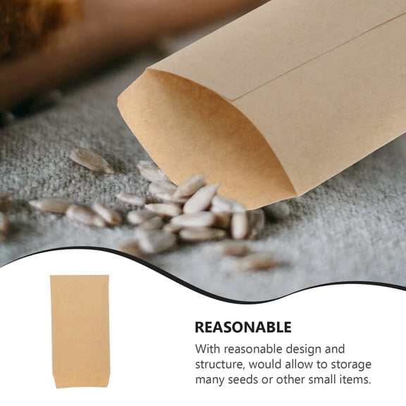 Nicehomfit 100Pcs Biodegradable Kraft Paper Storage Pouches Khaki Envelope Bags for Seeds and Corn