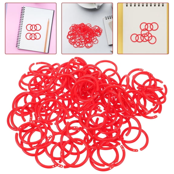 Nicehomfit 100Pcs Plastic Binder Rings Easy Open and Lock for Loose Leaf Book and Flash Card Binding