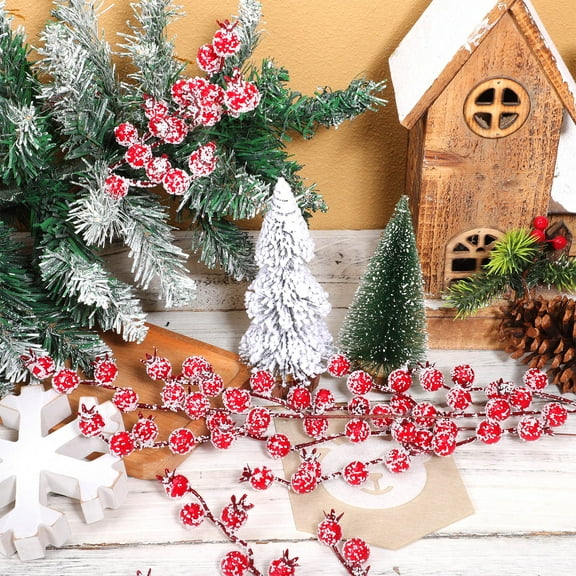 Nicehomfit 10Pcs Simulation Tree Branch Red Berry Stems for Home Decoration Floral Picks Wedding and