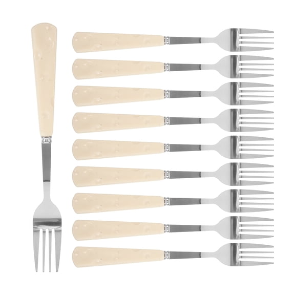 Nicehomfit 10Pcs Stainless Steel Faux Ceramic Handle Cheese Forks Lightweight Portable
