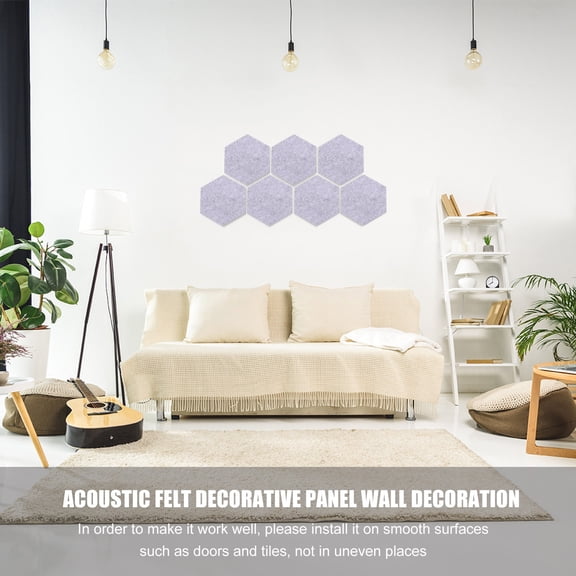 Nicehomfit 12Pcs Grey Felt Self Adhesive Wall Notice Board Hexagon Tiles for Stylish Room Decor