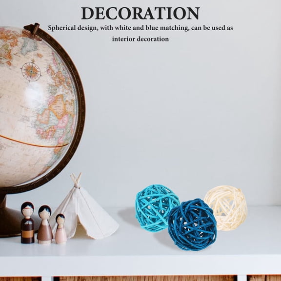 Nicehomfit 15Pcs Decorative Balls for Bowls Blue and White Rattan Orbs Vase Fillers for Home and Office Decor
