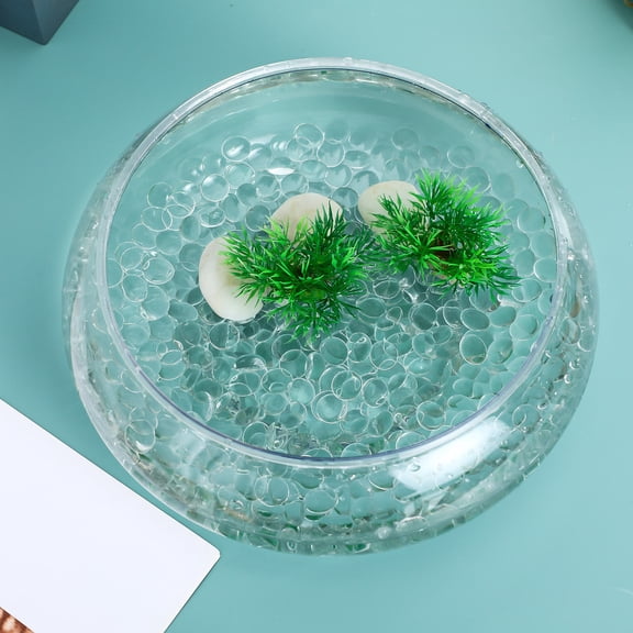 Nicehomfit 1Pack Flat Transparent Glass Pebbles Clear Glass Beads Vase Filler for Decorative and Garden Use
