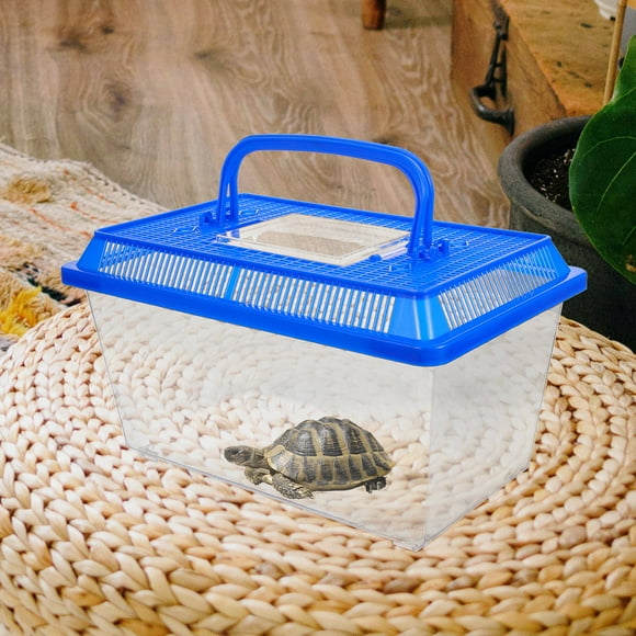 Nicehomfit 1Pack Turtle Carrier Sky-Blue Plastic Tank with Platform for Aquarium and Home Use 27.0X17.0X16.5in