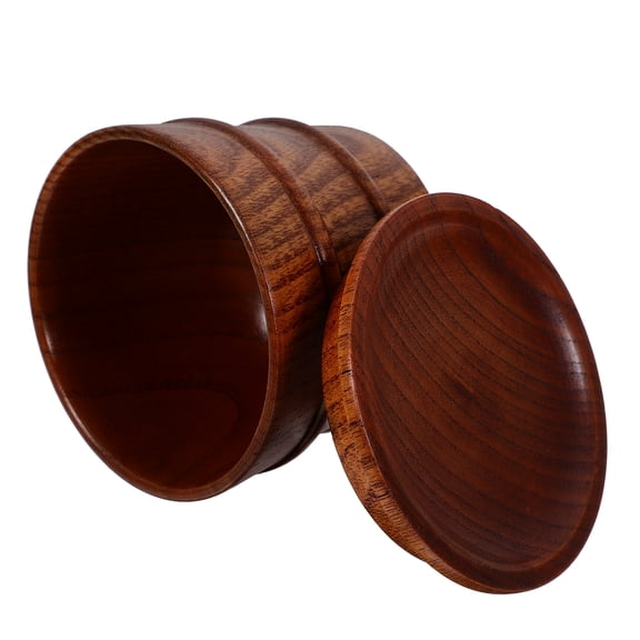 Nicehomfit Wooden Tea Cup with Lid Dark Brown Spill Proof for Home Office Bar Use