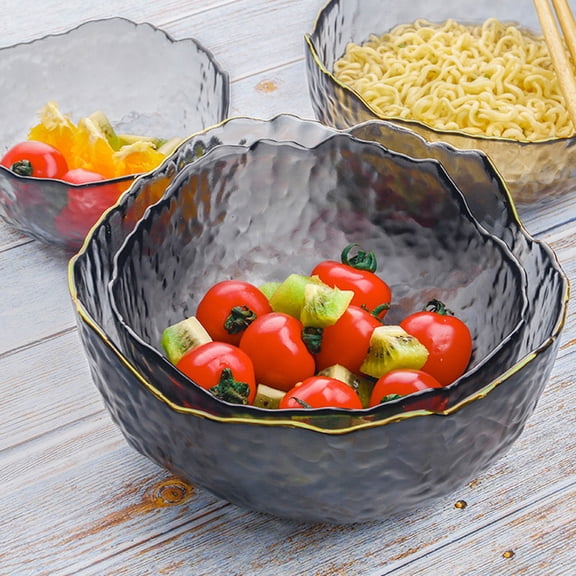 Nicehomfit 1Pc Dark Grey Creative Glass Bowl for Dessert Snacks and Salad Serving