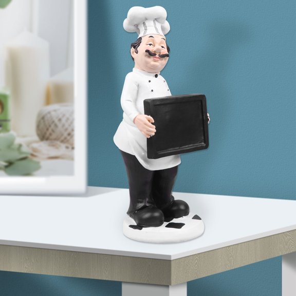Nicehomfit 1Pc Resin Chef Statue White Model Decorative Ornament for Kitchen Restaurant Decor
