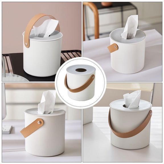 Nicehomfit 1Pc Round ABS Tissue Box with Non Slip Pads for Home Living Room Storage