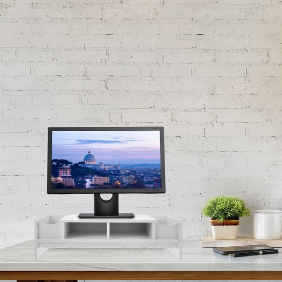 Nicehomfit 1Pcs Monitor Riser Kawaii Efficient Desktop Shelf Riser White for Home Office Desktop