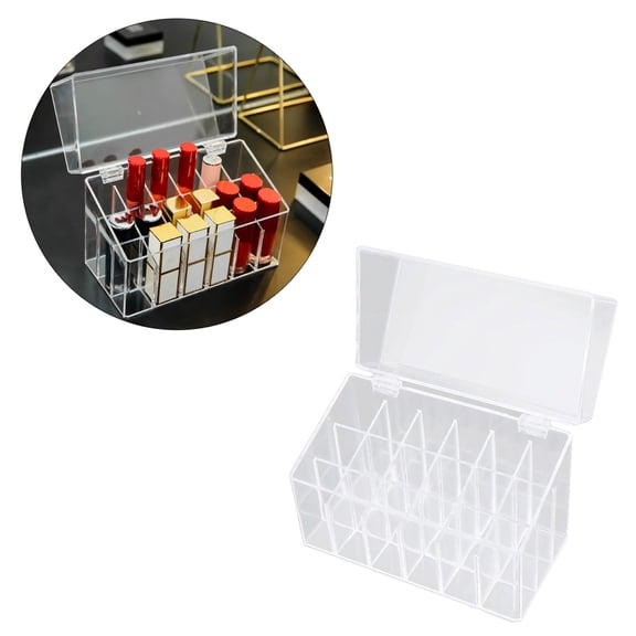 Nicehomfit 1Pc White Lipstick Display Case with Flip Lid and 18 Slots Cosmetic Organizer