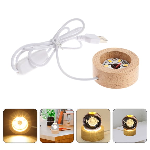Nicehomfit Compact Wooden LED Light Base for Glass, Crystal Art Displays and Home Decoration with Energy-Efficient Lighting