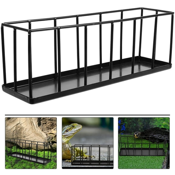 Nicehomfit Stainless Steel Reptile Feeder Black Food Tray for Tortoise with Easy Maintenance