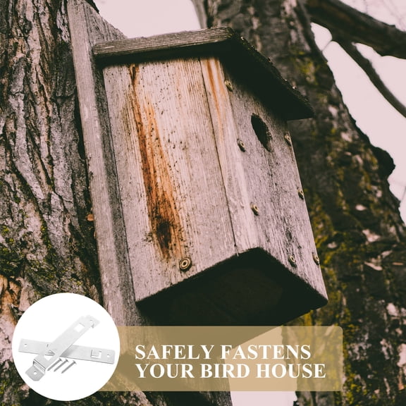 Nicehomfit 1Set Easy Install Bird House Mounting Bracket Plated Silver Metal Rack for Outdoor Use