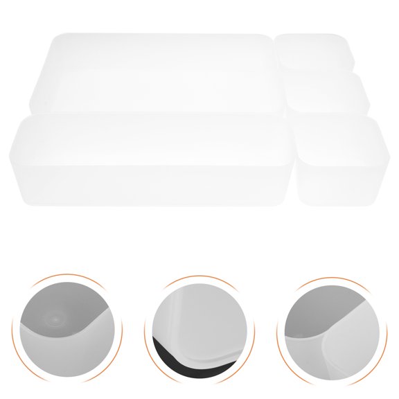 Nicehomfit Small Organizer Box Cosmetic Storage Organizers Transparent Matte White 4-Pcs