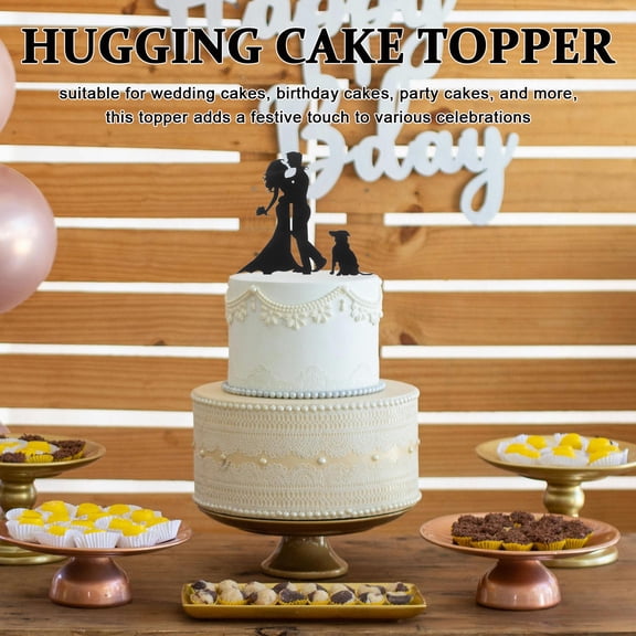 Nicehomfit 1Set Unique Black Wedding Cake Topper with Abstract Dog Design for Outdoor Use