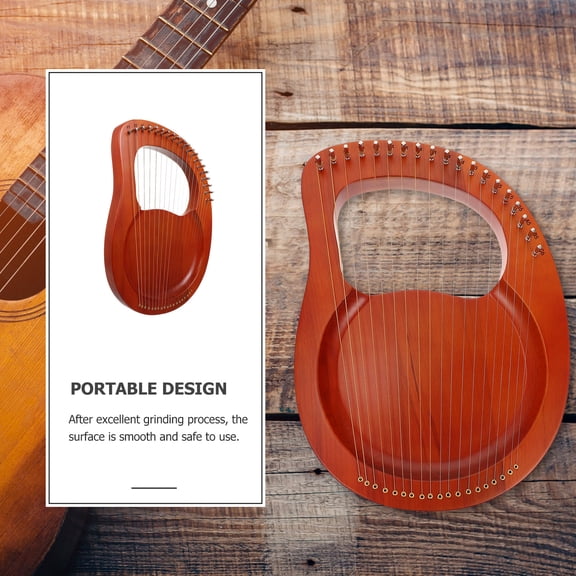 Nicehomfit 1Set Handheld 19 String Wood Harp Solid Wood Body Lyre Harp Brown Portable Instrument