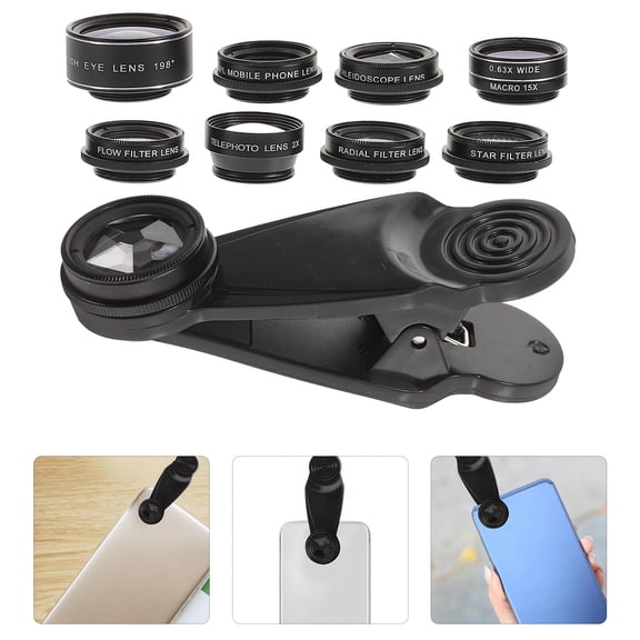 Nicehomfit 1Set Mobile Phone Camera Lens Kit Black 10-in-1 Includes Fisheye Wide Angle Macro Lens