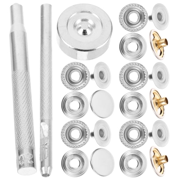 Nicehomfit 1Set Plated Silver Clothing Snap Fasteners No Sew Metal Buttons for DIY Clothes Accessories