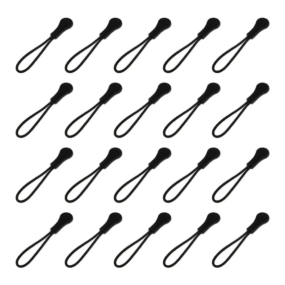 Nicehomfit 20Pcs Stylish Zipper Pulls Rope Heads Made of Durable PU Tpu Material for Easy Installation Black