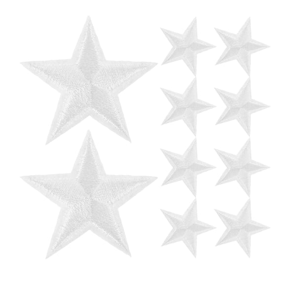 Nicehomfit 24Pcs White Five Pointed Star Embroidery Patches Iron on for Shoes Hats and Jackets