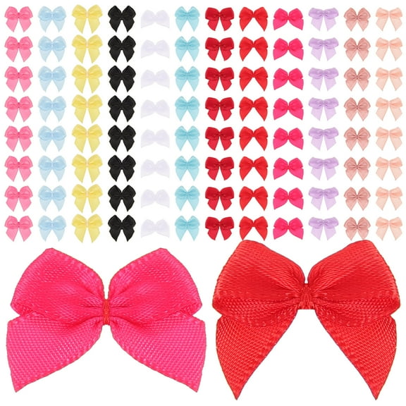 Nicehomfit 250Pcs Small Satin Ribbon Bows for Sewing Clothes Accessories DIY Craft Use