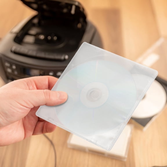 Nicehomfit 25Pcs White Cd Package with Transparent Insert Design and Outer Film for Easy Labeling