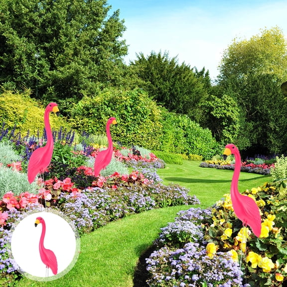 Nicehomfit Lifelike Hdpe Flamingo Stake, Brighten Your Garden and Backyard 2Pcs