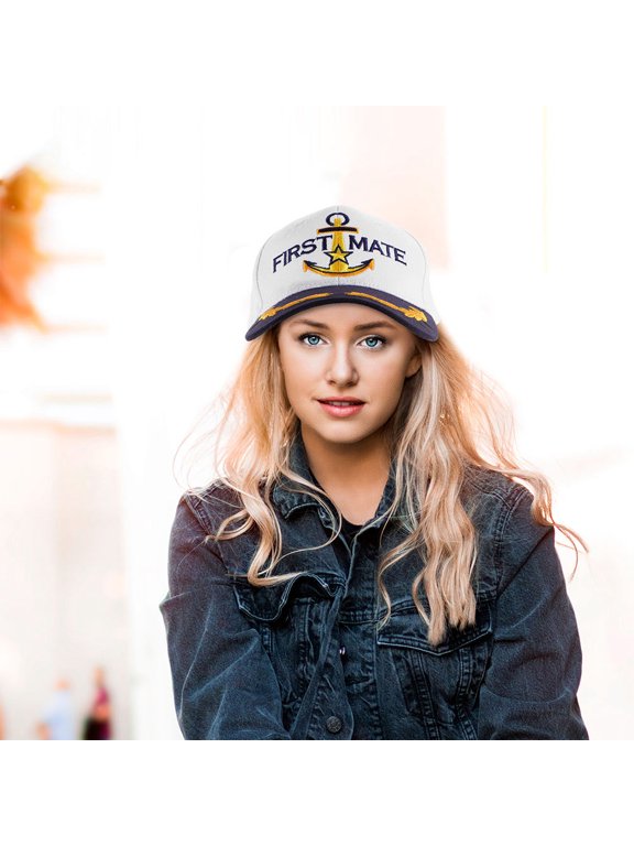 2Pcs Adjustable White Nautical Caps Made of Cotton for Comfortable Outdoor Cruises and Travel