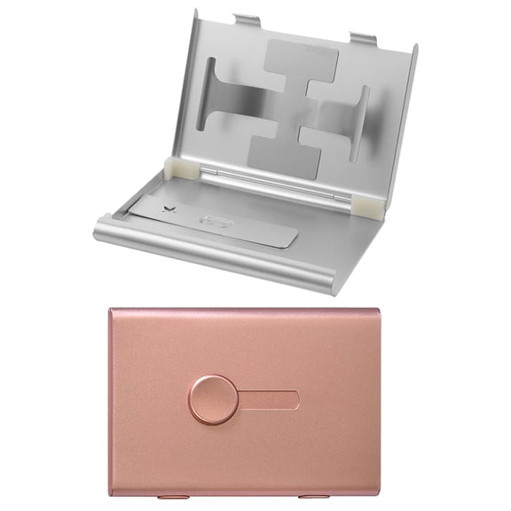 Nicehomfit 2Pcs Aluminum Alloy Business Card Holder Slide Out Portable Cards Storage Case Assorted Colors