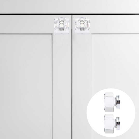 Nicehomfit 2Pcs Clear Crystal Drawer Knobs Smooth Surface for Bedroom Dressers and Cabinets