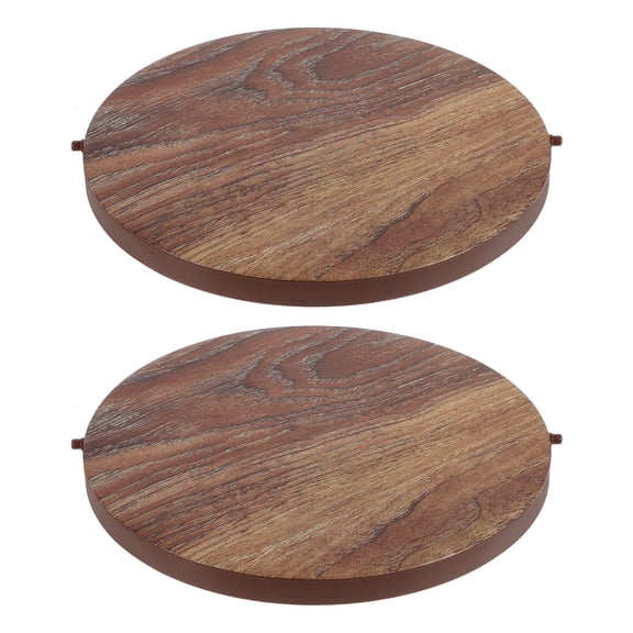 Nicehomfit 2Pcs Easy Install Plastic Trash Can Covers with Wood Grain Texture for Waste Bin Use
