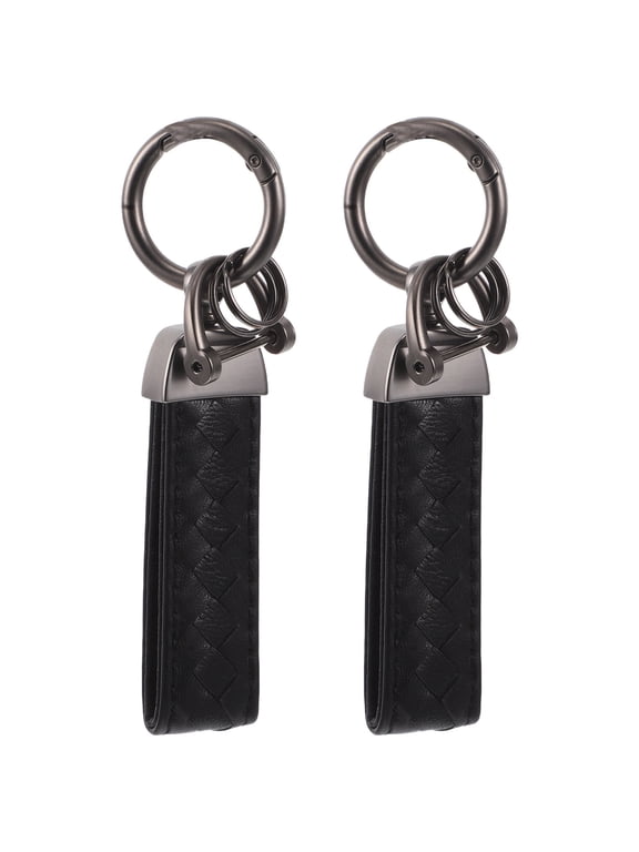 2Pcs Durable Black Metal Keychain for Car Keys with Anti Lost Feature