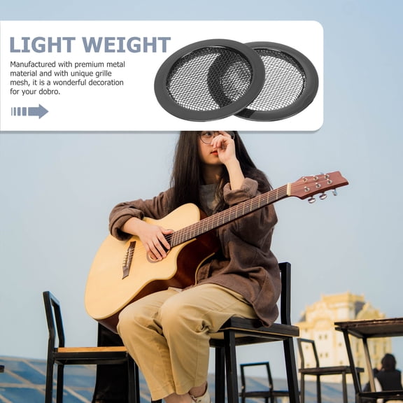 Nicehomfit 2Pcs Metal Dobro Guitar Soundhole Cover with Grille Mesh for Acoustic Resonator Guitars