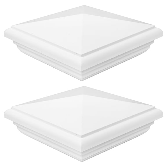 Nicehomfit 2Pcs White Vinyl Post Caps Pyramid Style Durable Outdoor Post Covers