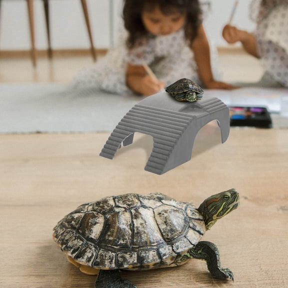 Nicehomfit Tortoise Floating Platform Dark Grey ABS Eco-Friendly for Fish Tank 2Pcs