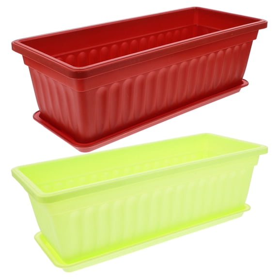 Nicehomfit 2Pcs Plastic Long Bucket Flowerpot for Garden Planting with Anti Fall Design Assorted Color