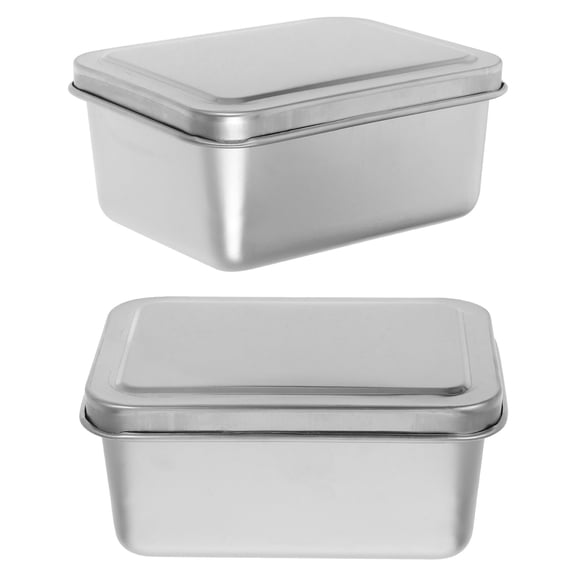 Nicehomfit 2Pcs Silver Rectangular Baking Pan with Sealed Lid Space Saving Design for Home