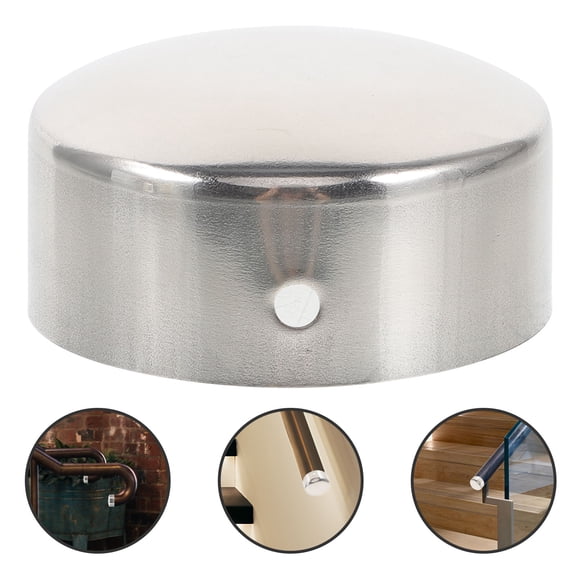 Nicehomfit 2Pcs Metal Handrail End Caps Plated Silver with Screw Hole Durable Tube Cover Rail Support for Stairs and Furniture