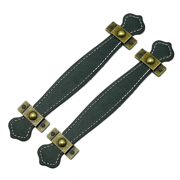 Nicehomfit Vintage PU Drawer Pulls Black for Kitchen and Bathroom Doors 2Pcs