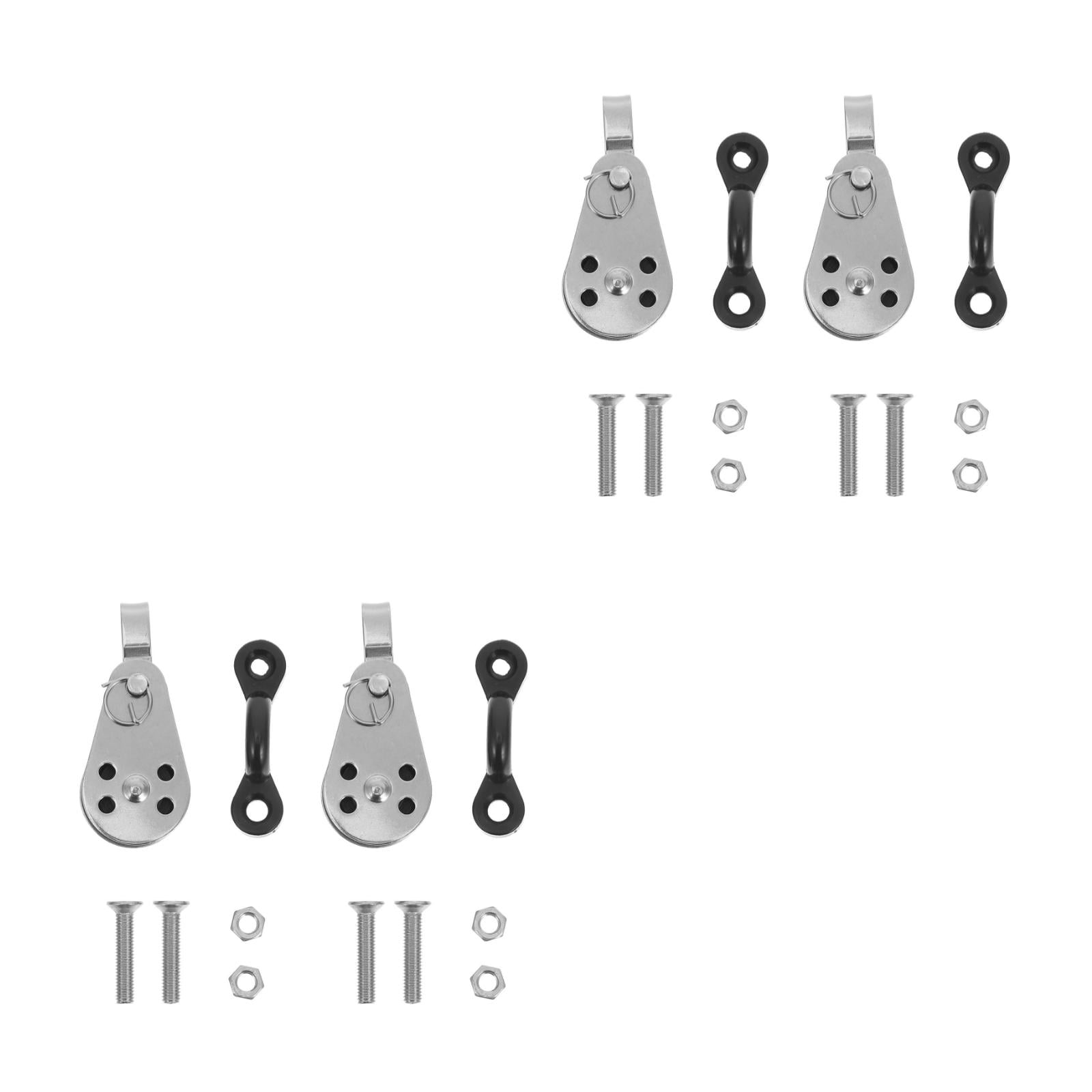 Nicehomfit 2pcs Kayak Canoe Anchor Trolley Kit 2 Stainless Steel Pulleys Blocks 2 Nylon Pad Eyes with 4 Stainless Steel Screws Boats Accessories