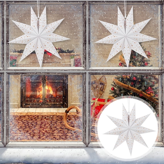Nicehomfit 3Pcs White Paper Star Lantern Covers for Romantic Home Decoration