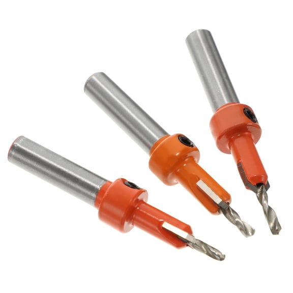 Nicehomfit 3Pcs Orange Woodworking Drill Bit Set with Chamfer Cutter and Centre Punch Tool