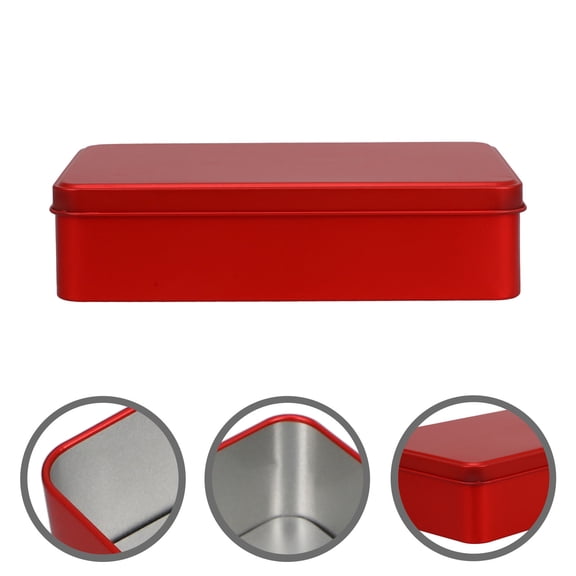 Nicehomfit 3Pcs Red Metal Tin Boxes with Lids Versatile Containers for Home and Travel Storage