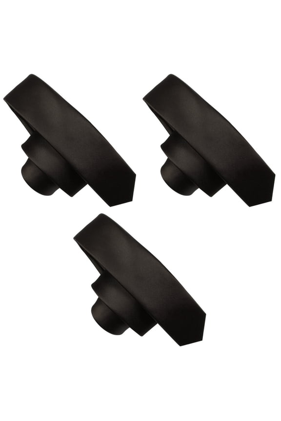 3pcs Men Leisure Pure Color Slim Narrow Arrow Necktie Skinny Tie (Black)