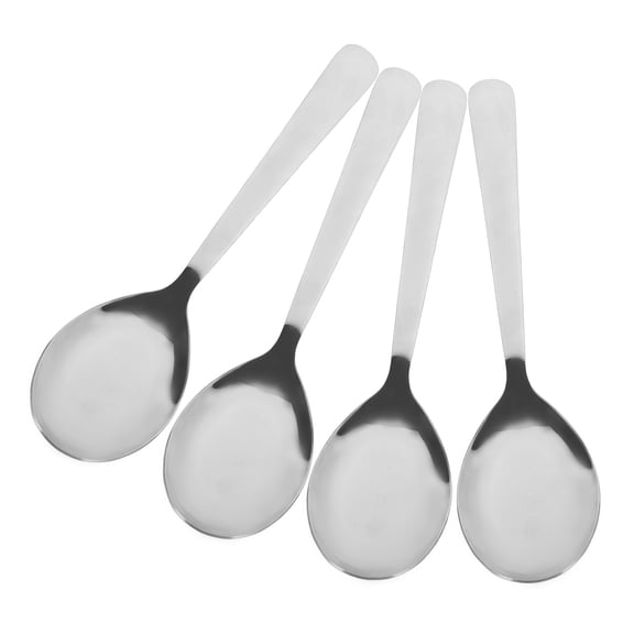 Nicehomfit 4 Pcs Ramen Soup Spoon Stainless Steel Flat Bottom Kitchenware Silver
