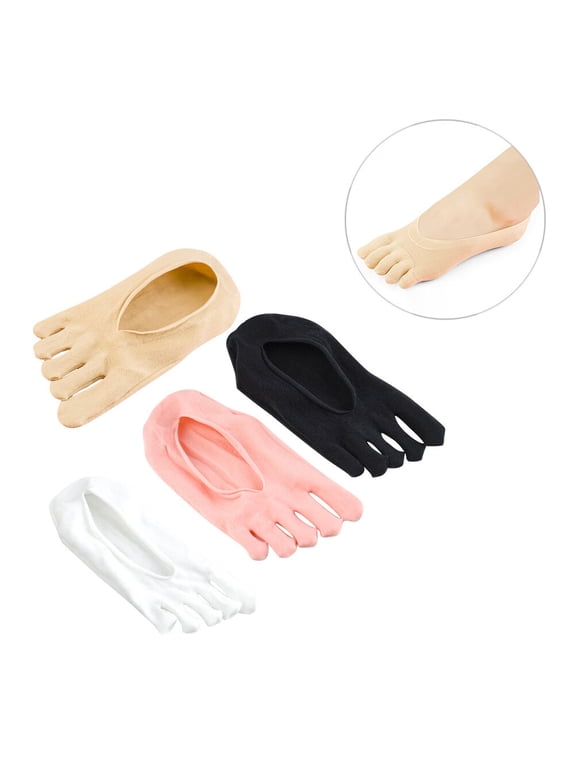 Five Fingers Socks Assorted Color Nonslip with Silicone Grip 4Pairs