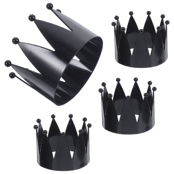 Nicehomfit 4Pcs Crown Metal Napkin Rings Black Alloy Napkin Ring Decor for Valentine Wedding Table