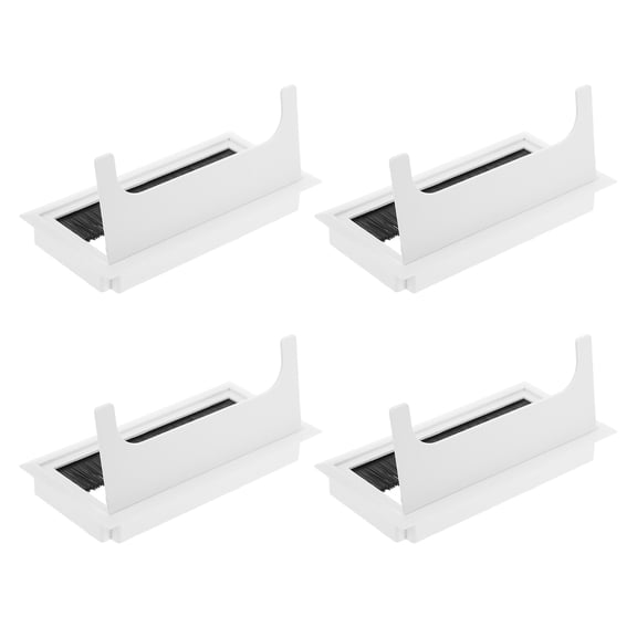Nicehomfit 4Pcs White Desktop Cable Hole Cover with Brush for Clean and Organized Desk Space