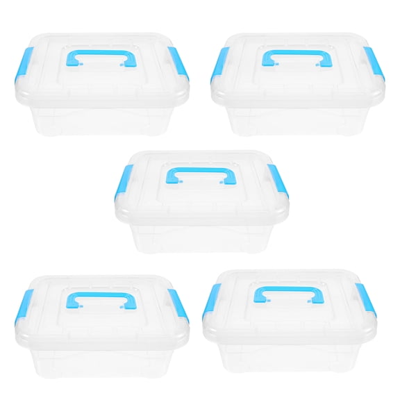 Nicehomfit 5Pcs Durable Plastic Storage Case with Handle Blue Organizer for Study Porch and Kitchen