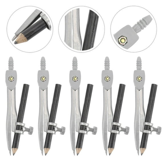 Nicehomfit 5Pcs Portable Compass with Hard Tips and Non Slip Grip for Precise Circle and Arc Drawing